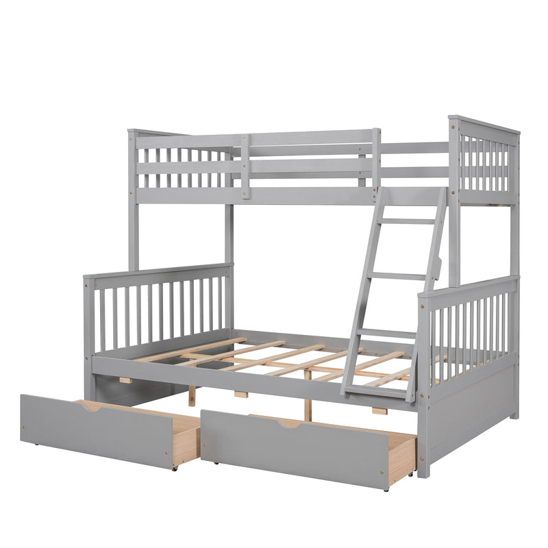 Bunk Bed With Ladders And 2 Storage Drawers