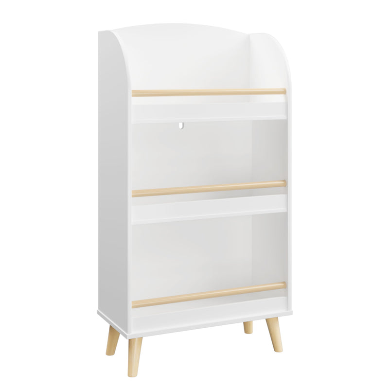 Bookshelf 3 Tier Book Organizer With Toy Storage - White
