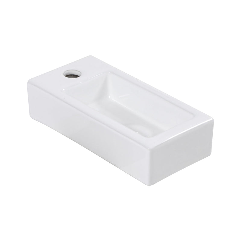 Modern Ceramic Rectangle Wall Mount Bathroom Sink With Single Faucet Hole