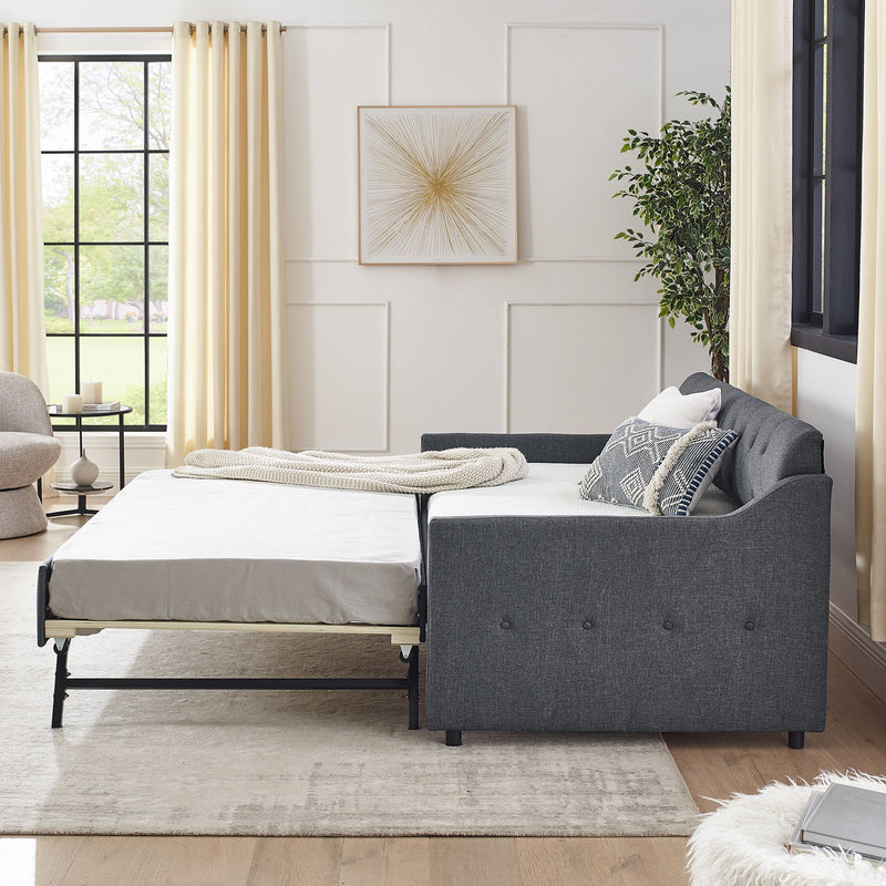 Size Upholstered Daybed With Trundle And USB Charging Armrest