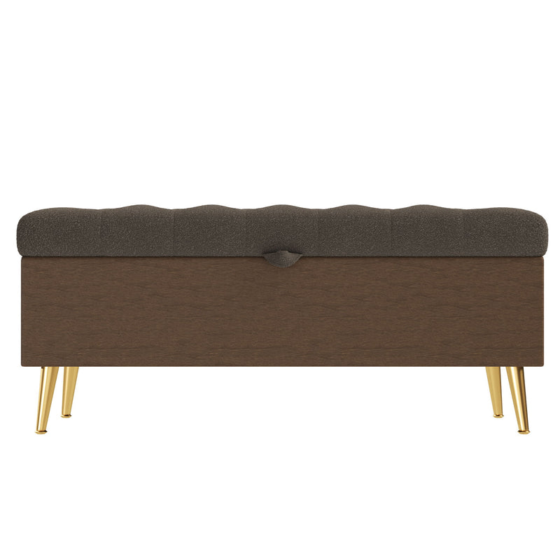 Modern Tufted Storage Ottoman Bench With Metal Legs