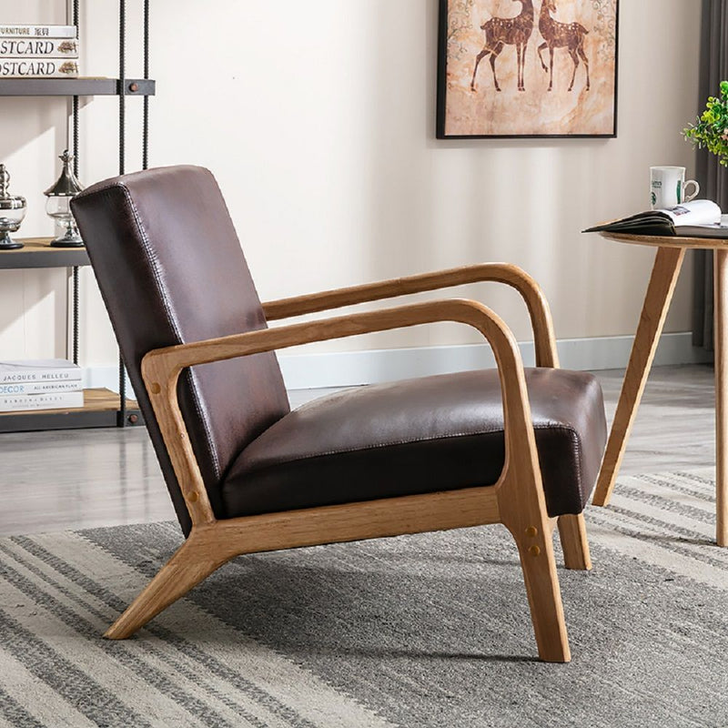 Open Framed Armchair With Cushioning Brown - Dark Brown