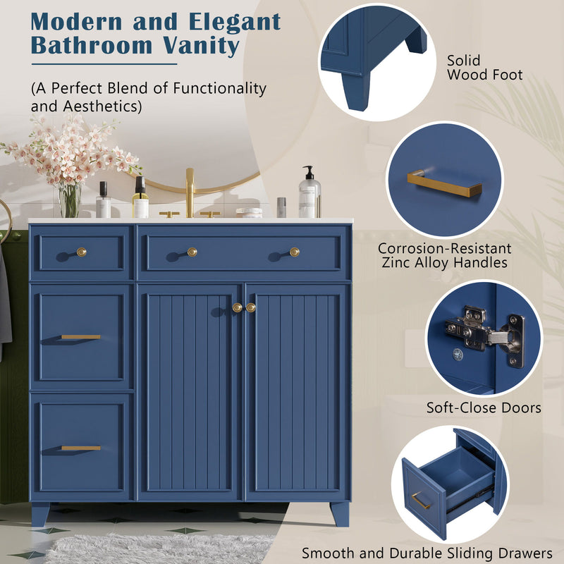 Bathroom Vanity With Sink, Soft Close Doors, Adjustable Shelves