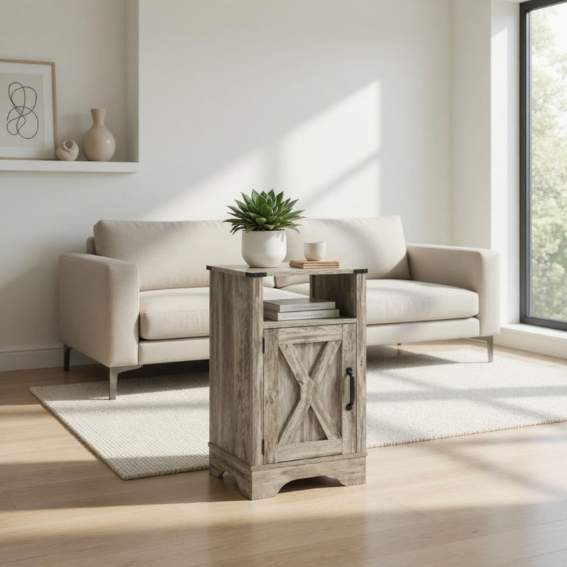 Farmhouse Nightstand, Charging Station & Storage
