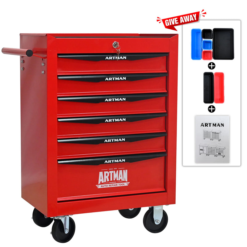 Rolling Metal Tool Chest With Drawers, Steel Storage Cabinet With Ball Bearing Slides