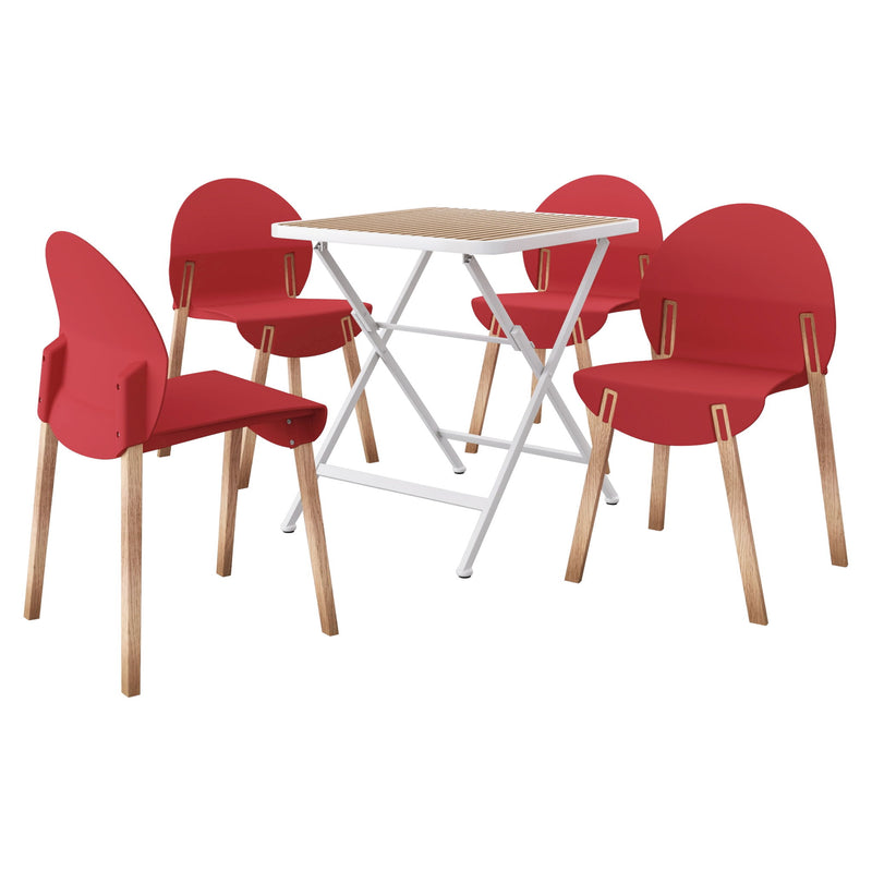 4 Piece Set Of Single Chairs With A Folding Square Table