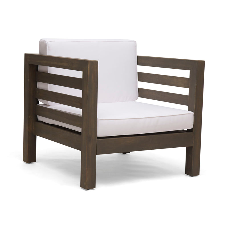 Outdoor Acacia Wood Patio Chair With Fabric Cushion