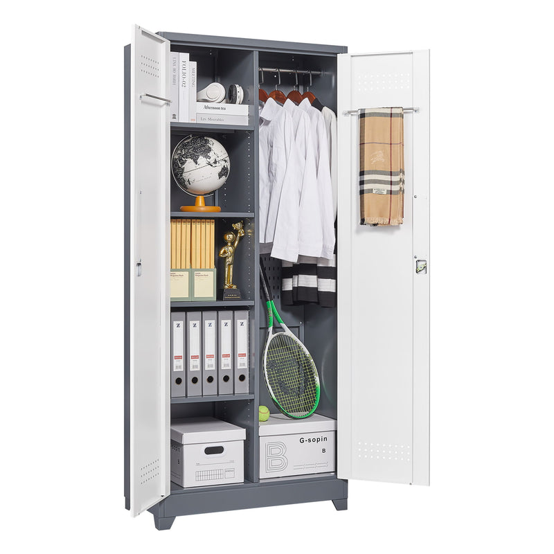 Lockers With Locking Doors, Adjustable Shelves, High Broom Tool Storage Cabinet
