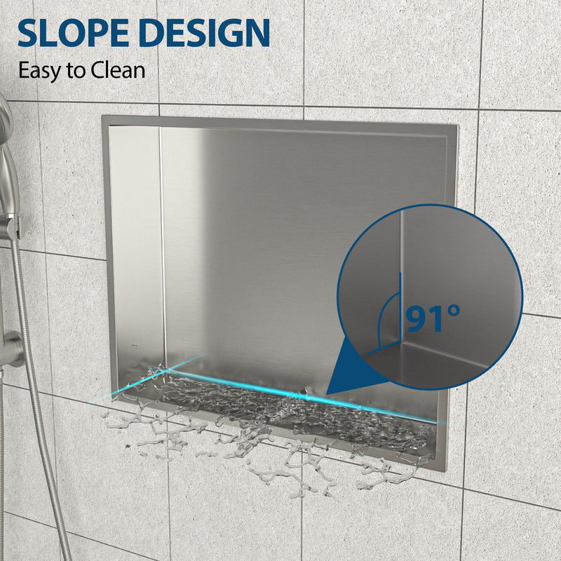 Stainless Steel Shower Niche With Seamless Design For Bathroom Storage