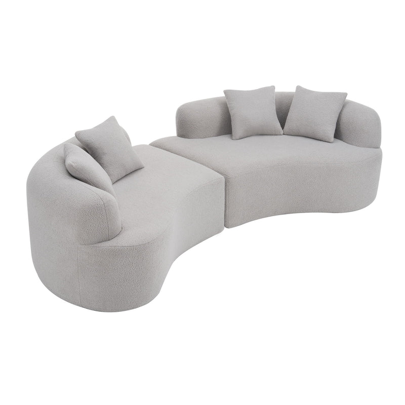 Curved 4 Seater Sofa For Small Spaces - Gray