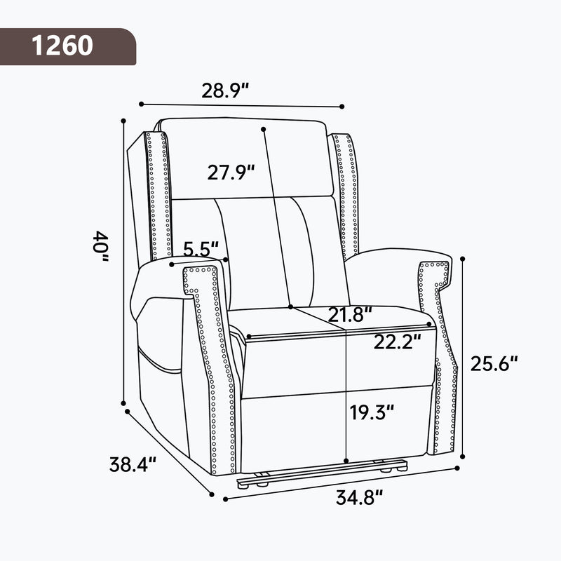 Manual Recliner Chair With Heavy Duty Motion Mechanism, 8 Vibrating Nodes And 3 Massage Modes For Living Room