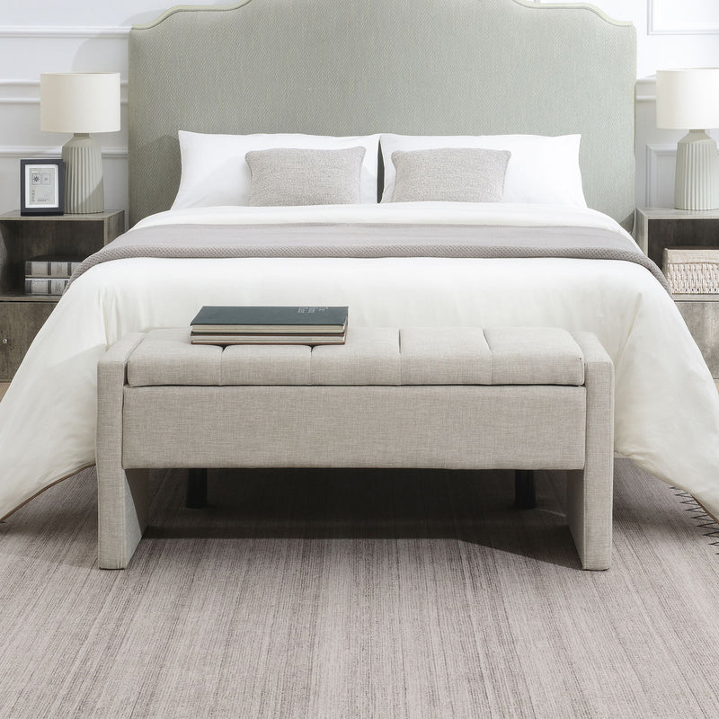 Modern Upholstered Large Bed End Bench With Storage