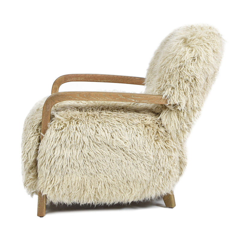 Enchante - New Zealand Sheepskin Accent Arm Chair - Taupe / Natural
