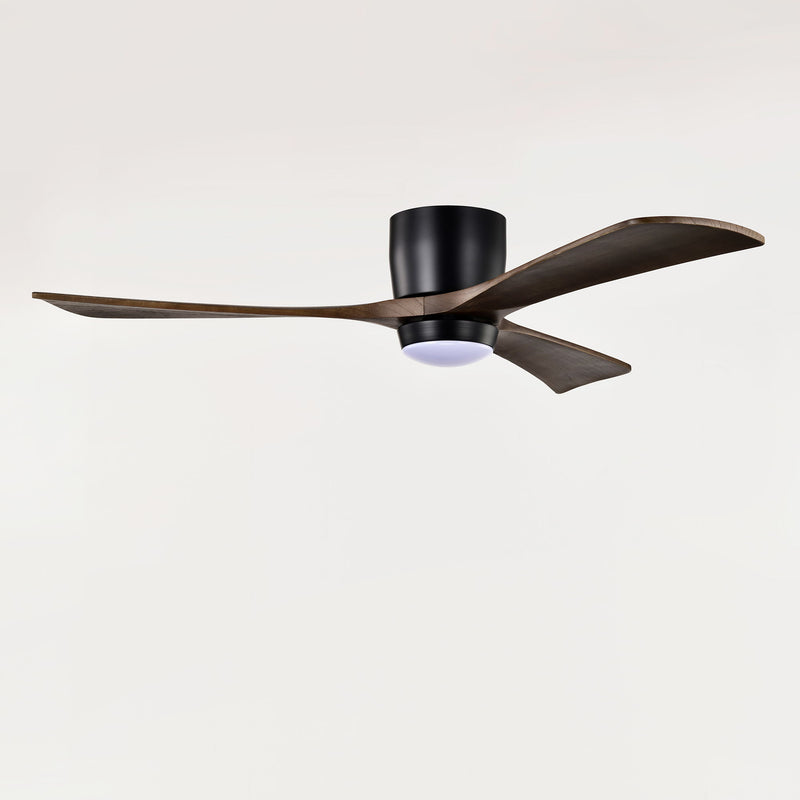 Flush Mount Blades Ceiling Fan With Lights Remote Control, Quiet DC Motor, 6 Speed, Reversible Ceiling Fan For Living Room - Matte Black