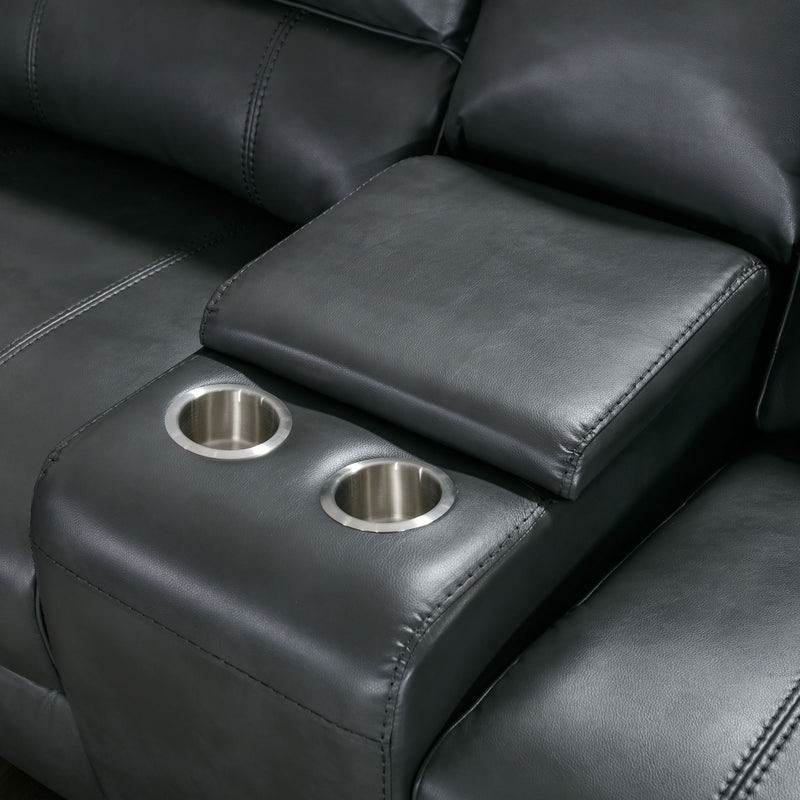 Power Reclining Sectional Sofa With 3 Adjustable Recliners, USB Ports & Cup Holders, Oversized Seating For Living Room - Black