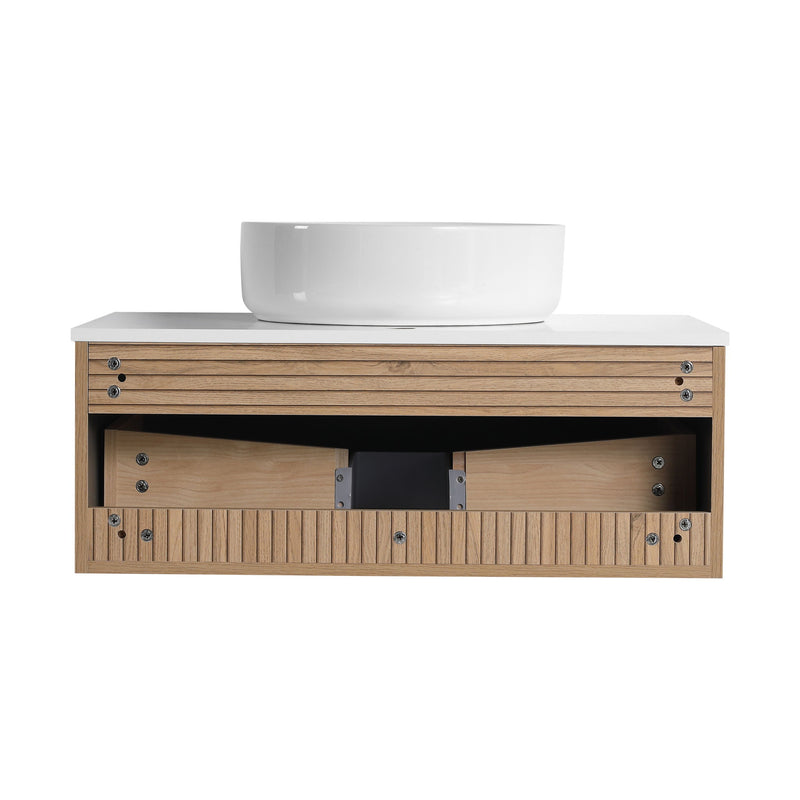 Wall Mounted Bathroom Vanity With Art Sink & 1 Soft Close Drawer