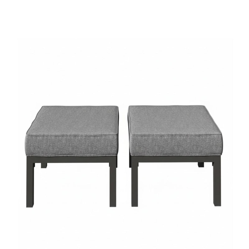 Patio Ottomans With Cushions, All-Weather Footrests (Set of 2)
