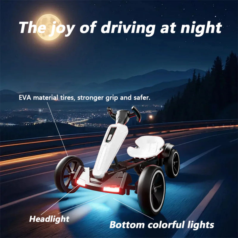 Electric Kids Pedal Go Kart With Adjustable Seat, Foldable Design