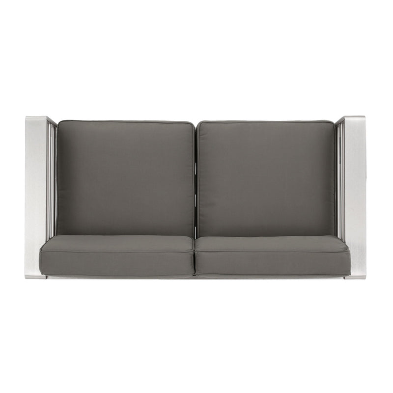 Outdoor Aluminum Loveseat With Cushion - Khaki