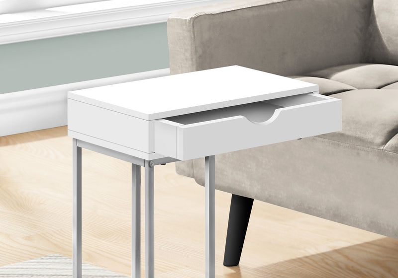 Accent Table, C - Shaped Modern - White