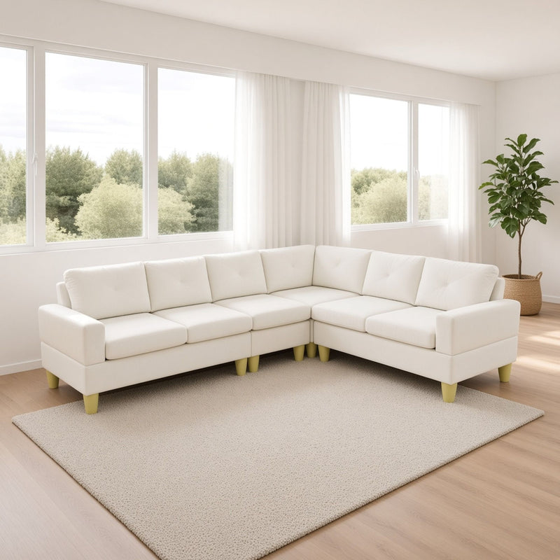 Modular L - Shaped Sectional Sofa 6 Seater 4 Piece Couch With Chaise