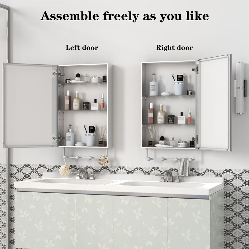 Medicine Cabinet, Wall Mounted Bathroom Mirror With Storage, Adjustable Shelves - Silver