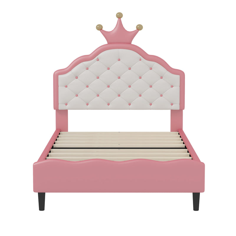 Lovely Crown Fantasy Princess Bed With Tufted Headboard