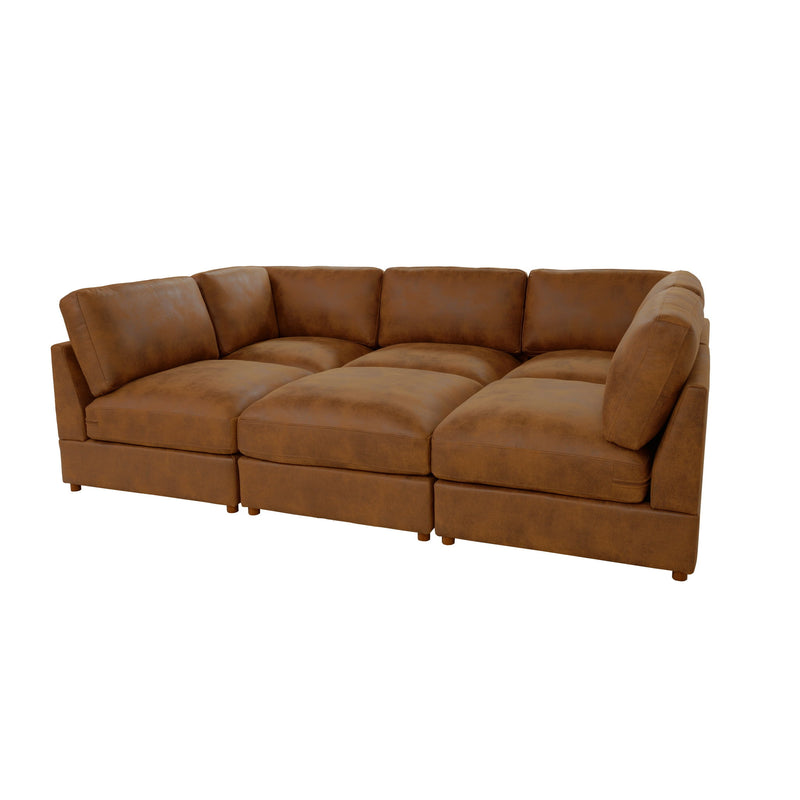 Modular Upholstered Sectional, Medium Firm Seat Cushion, Custom Configuration - Brown