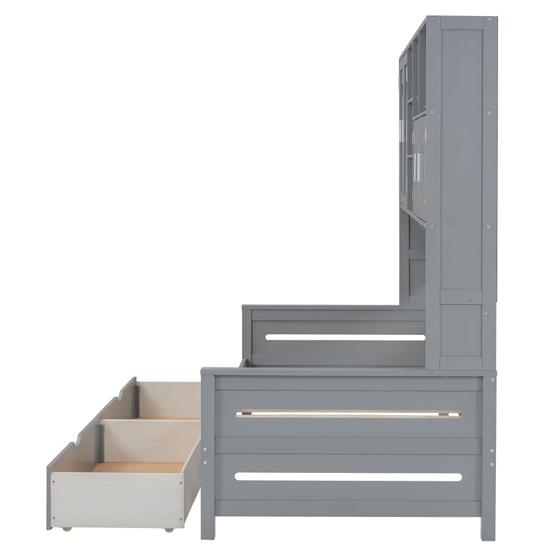 Daybed With All-In-One Cabinet And Shelf