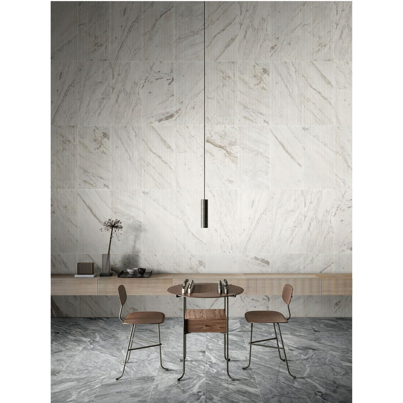 Snow Mountain Ol Textured Marble Tiles For Wall Decoration - White / Natural