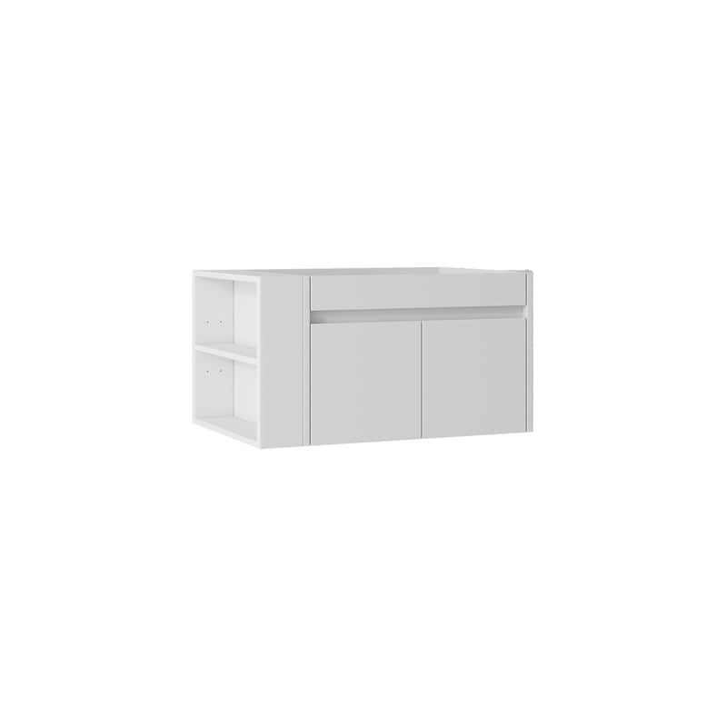 Floating Bathroom Vanity Cabinet, Soft Close Double Drawers, Open Side Storage, Wall Mounted, Cabinet Only