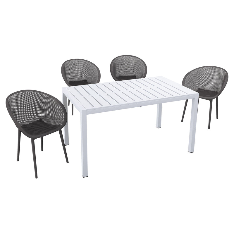 4 Pack Lounge Chair Set With Long Table