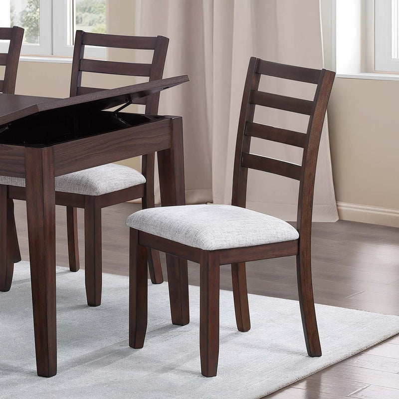 6 Piece Dining Set Table With Storage Ladder Back Chairs And Bench - Walnut