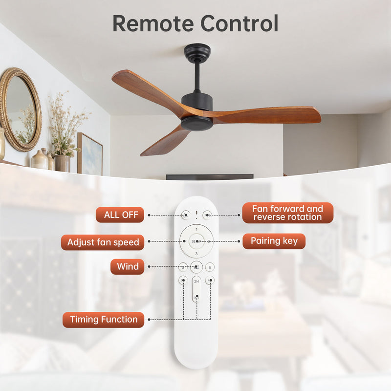 52" All Ceiling Fan With DC Reversible Motor, 3 Blades