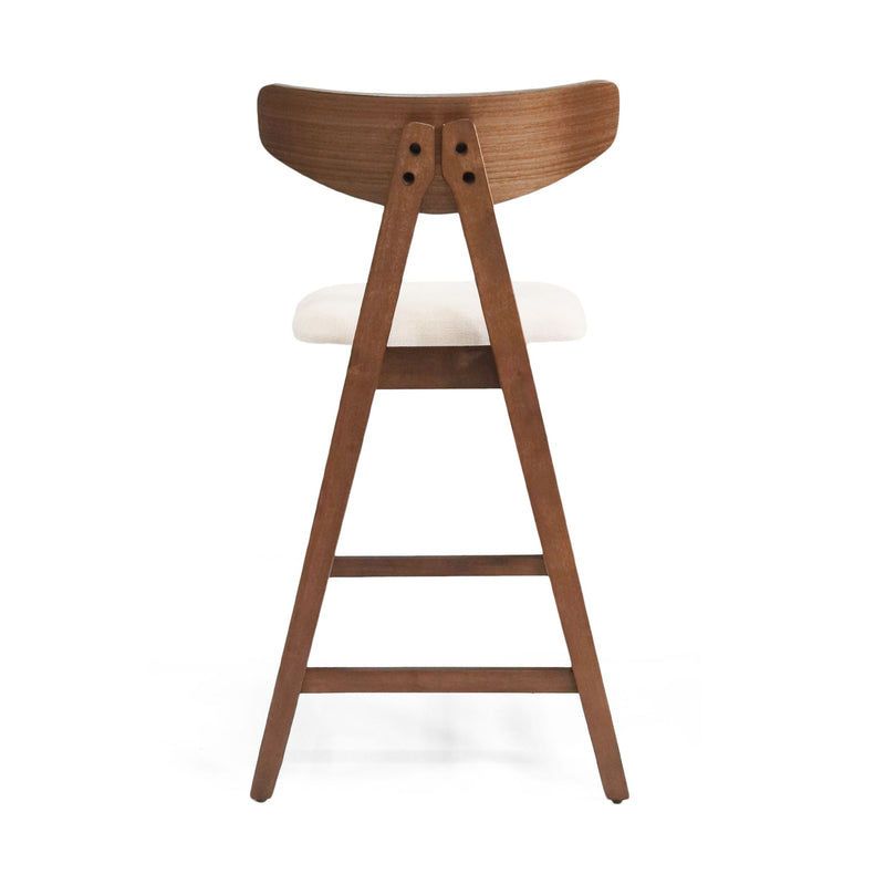 Mid Century Modern Counter Stool With V Shape Frame And Upholstered Seating