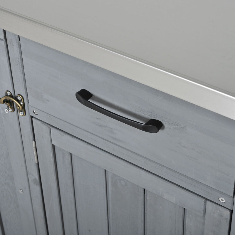 Outdoor Kitchen Island Prep Station With Lockable Wheels, Ample Storage, Towel & Spice Racks