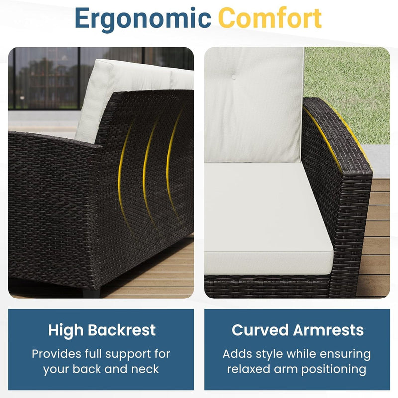 Modern All-Weather Patio Set With Cushions And Table