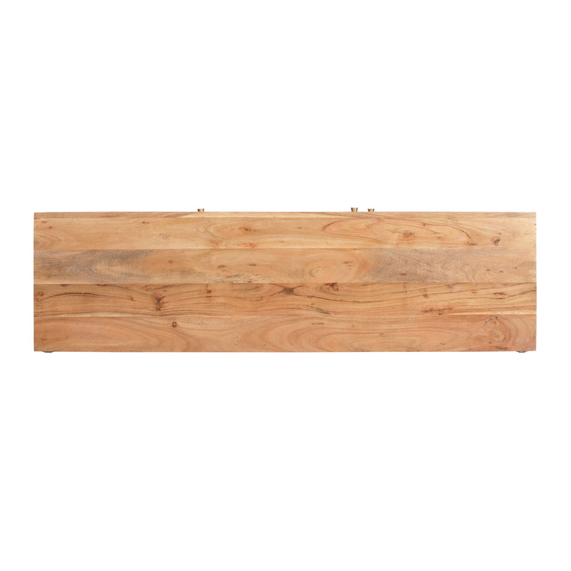 Boho Handcrafted 3 Door Sideboard, Carved Texture & Artisanal Charm - Natural