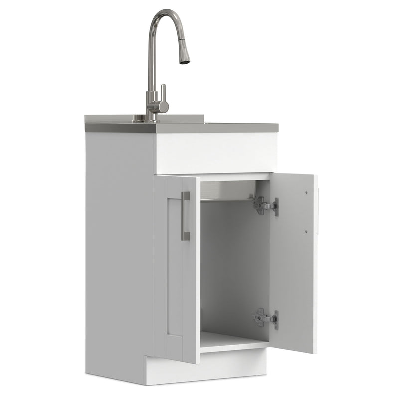 Modern Shaker All-In-One Laundry Utility Sink And Cabinet With Pull-Out Faucet