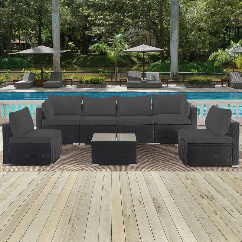 Cushion Covers For 7 Piece Wicker Sectional Sofa, 14 Pack Seat And Back Slipcovers With Zipper