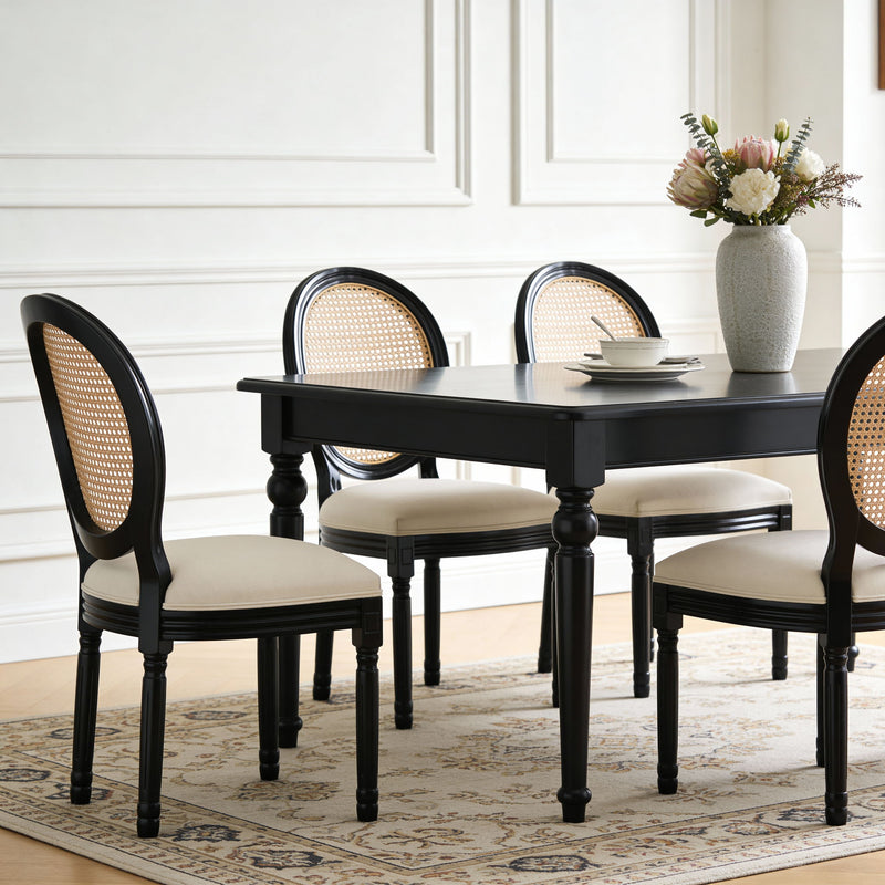 Dining Chairs, Upholstered With Round Back (Set of 2) - Black