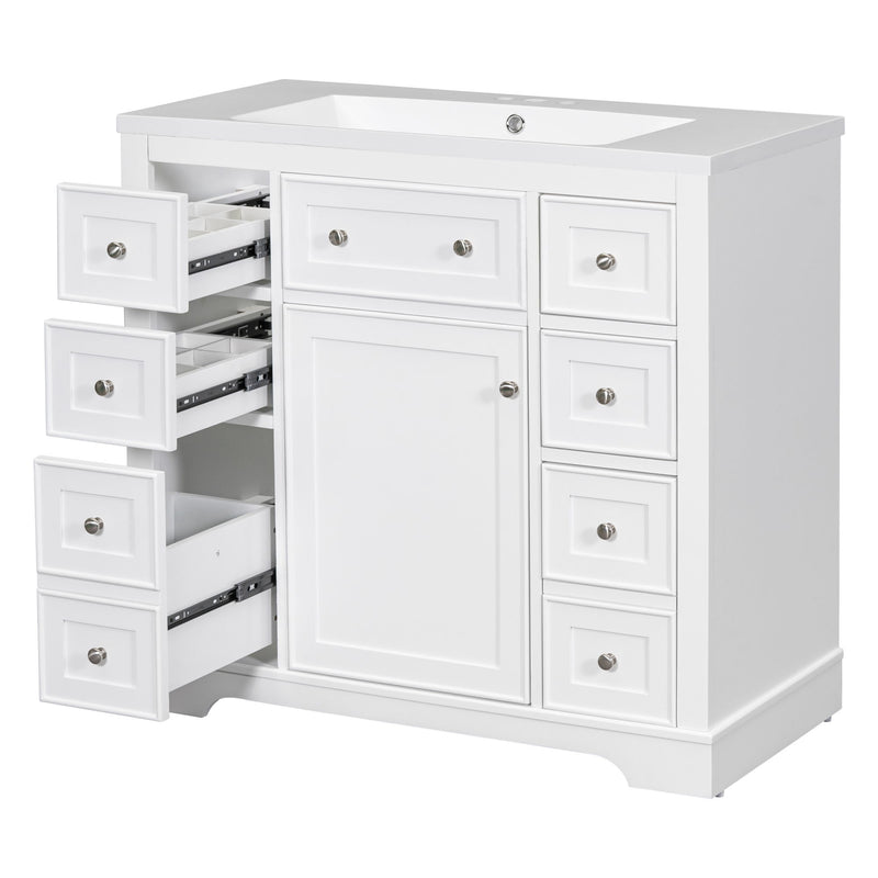 Modern Bathroom Vanity With Sink Combo, 6 Drawers And 1 Cabinet