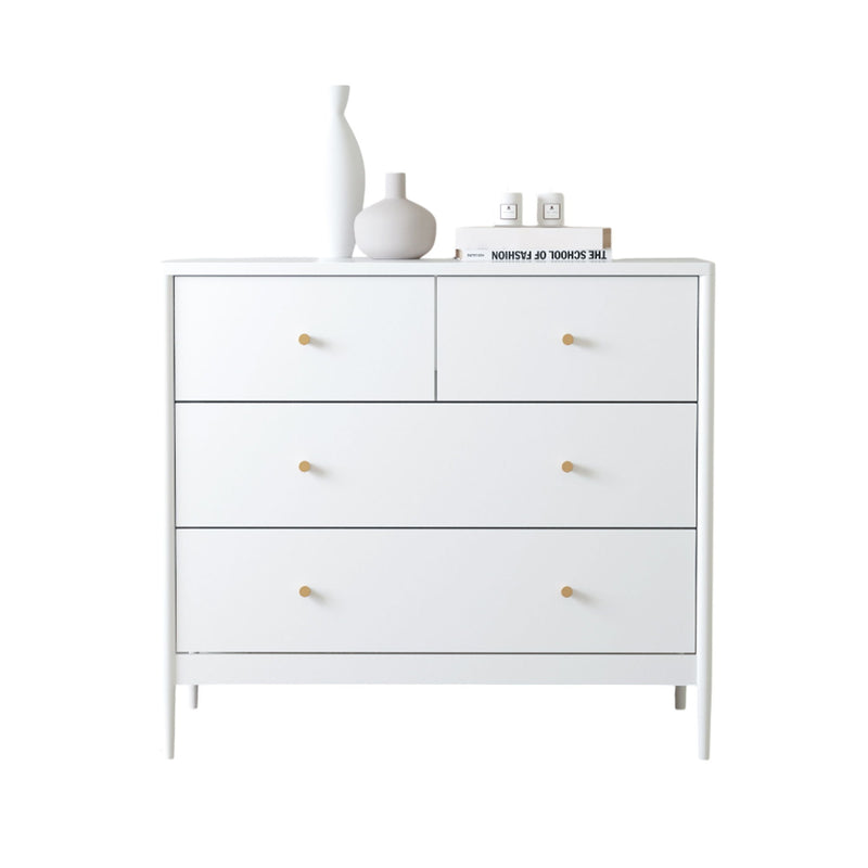 4 Drawer Kids Dresser With Antique Brass Pulls - White