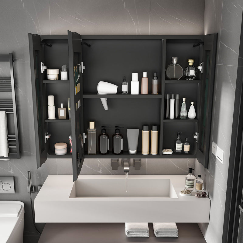 Aluminium Medicine Cabinet Mirror With LED Light And Defogging Function - Gray