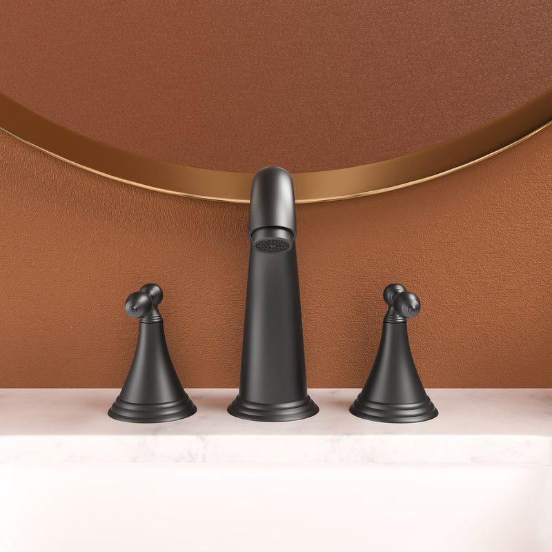 Elegant 2 Handle Widespread Bathroom Faucet With Pop Up Drain And Water Supply Lines