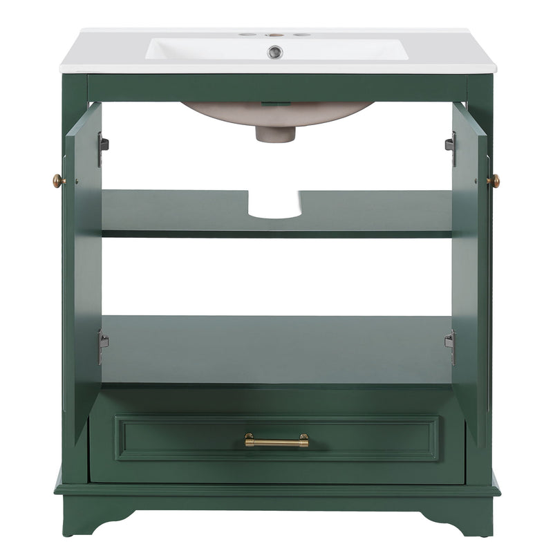 Bathroom Vanity With Sink, Cabinet & 2 Soft Closing Doors & Adjustable Shelf
