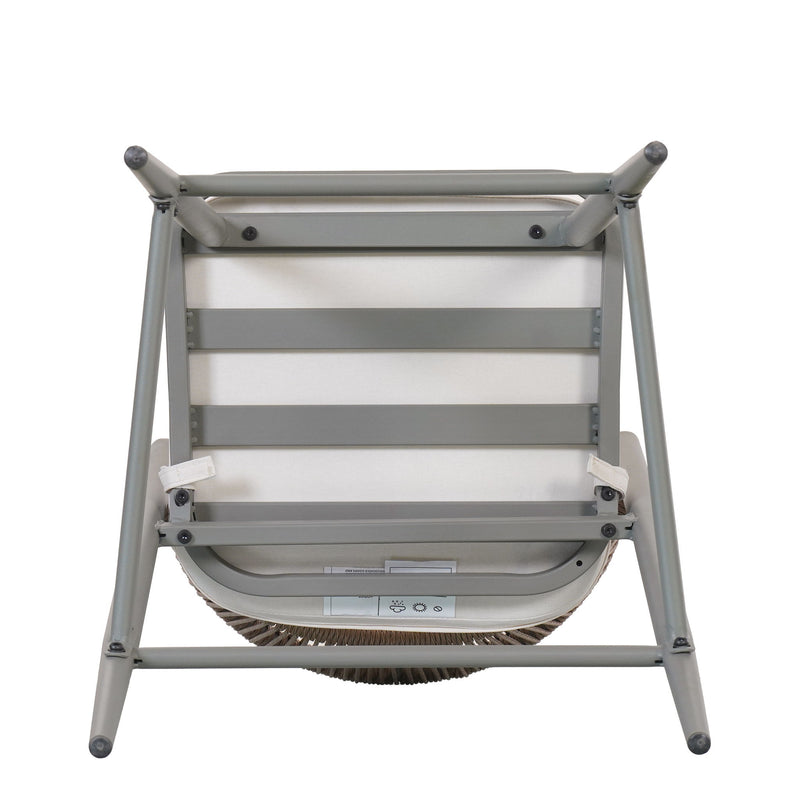 Outdoor Bar Height Metal Frame Counter Stools With Scallop Shaped Backrest & Water Resistant Cushions