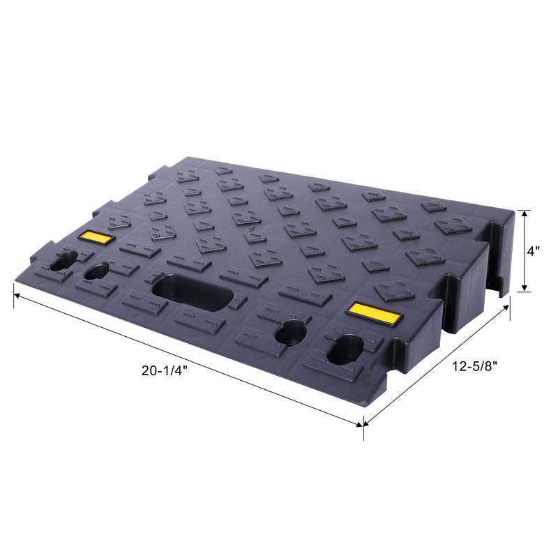 Heavy Duty Plastic 4" High Portable Automotive Curb Ramp For Cars & Wheelchairs Interlocking Design - Black
