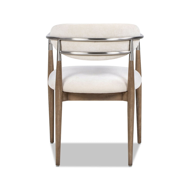 Artemis - Mixed Material Upholstered Dining Arm Chair - Warm White