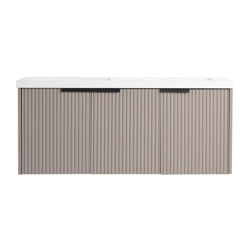 Contemporary Wall Mounted Bathroom Vanity With Resin Double Sink